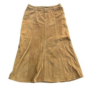 Eddie Bauer Warm Tan Corduroy Maxi Skirt Size 12 Tall